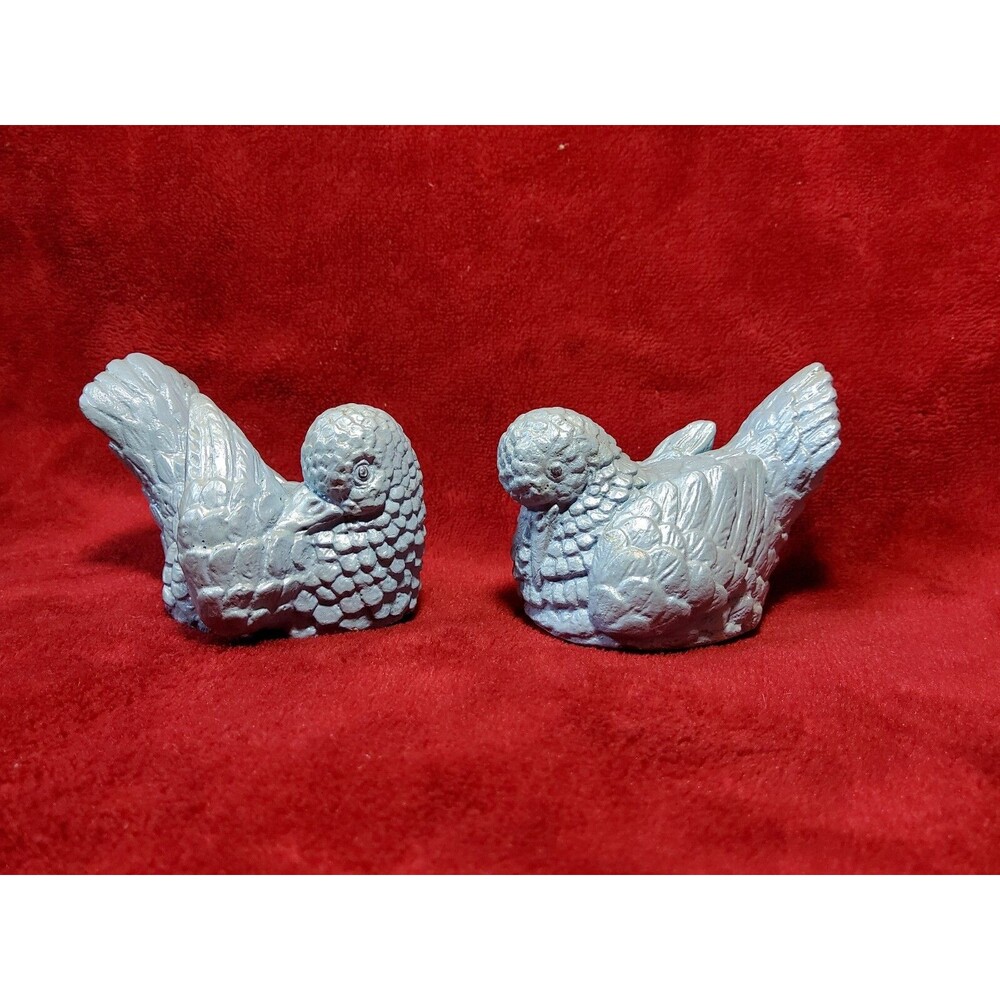 Pair Of Vintage Ceramic Blue Dove Love Bird Figurines